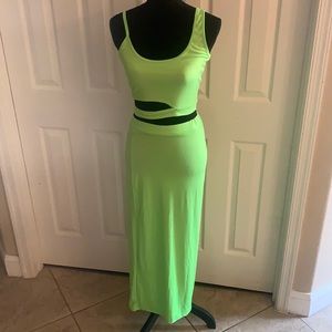 Neon Crop Top & Skirt Set